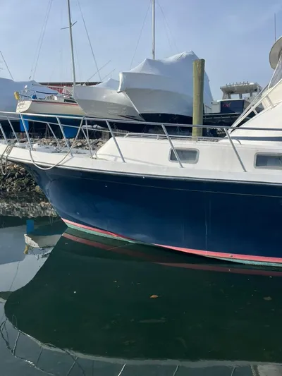 Warrior Yacht Photos Pics 2005 Albin 45 Command Bridge yacht docked in marina.