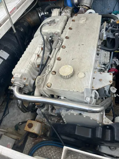 Warrior Yacht Photos Pics Engine of 2005 Albin 45 Command Bridge boat, detailed view.