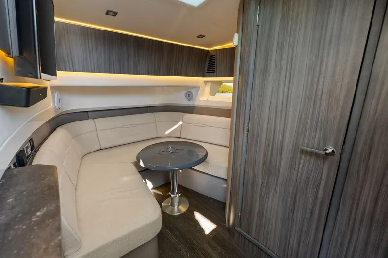  Yacht Photos Pics Interior of 2020 Sea Ray 400 SLX Outboard with elegant seating area.