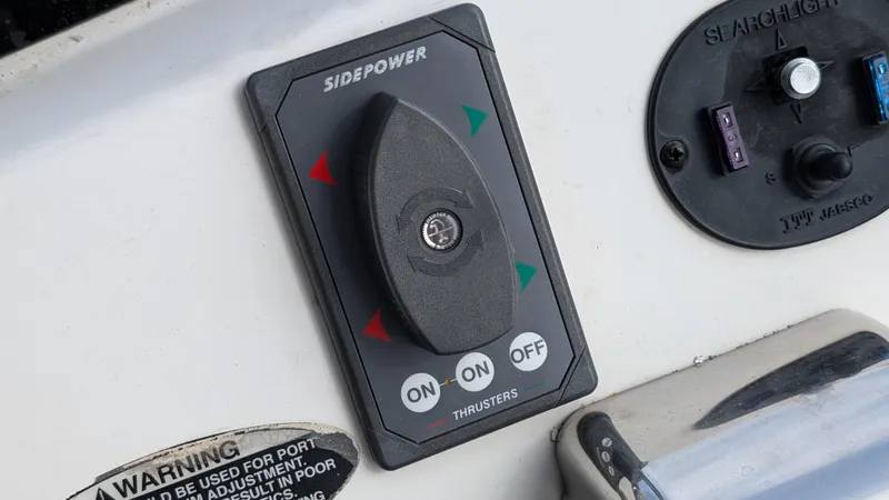  Yacht Photos Pics SidePower thruster control panel on 2008 Meridian 341 Sedan boat dashboard.