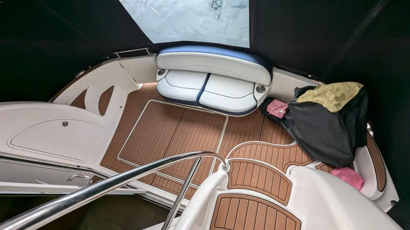  Yacht Photos Pics 2008 Meridian 341 Sedan boat interior with wood flooring and cushioned seating.