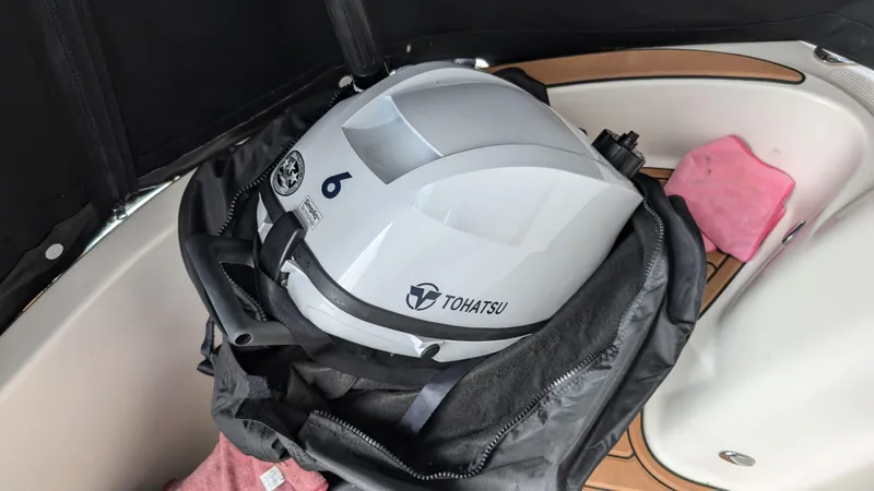  Yacht Photos Pics Tohatsu outboard motor on 2008 Meridian 341 Sedan boat deck.