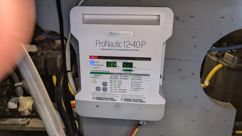  Yacht Photos Pics ProNautic 12-40P marine battery charger in a 2008 Meridian 341 Sedan engine room.
