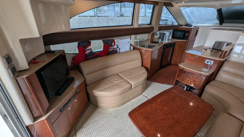  Yacht Photos Pics Interior of 2008 Meridian 341 Sedan yacht with luxurious seating and modern amenities.