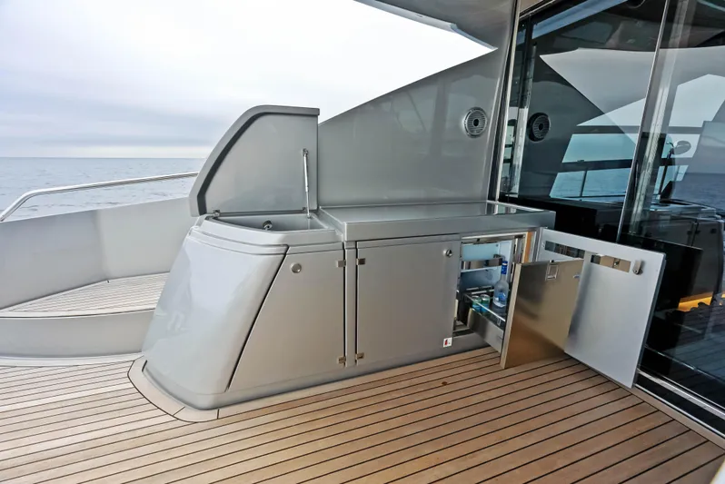 Our Trade Yacht Photos Pics Outdoor kitchen area on the 2021 Riva 88' FOLGORE yacht.