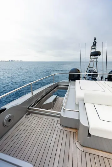 Our Trade Yacht Photos Pics Luxury deck of 2021 Riva 88' FOLGORE yacht with ocean view.