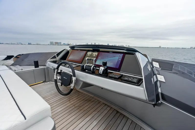 Our Trade Yacht Photos Pics Cockpit of 2021 Riva 88' FOLGORE yacht with advanced navigation systems.