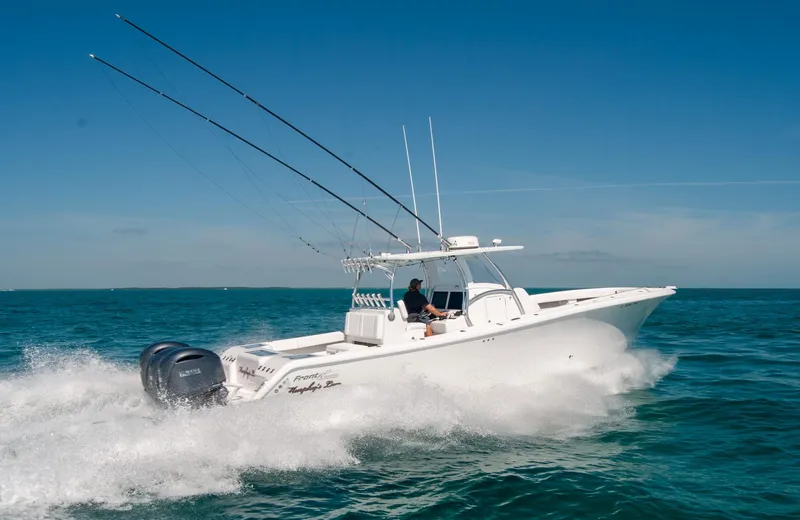  Yacht Photos Pics 2025 Front Runner 36 Center Console boat cruising on open water.