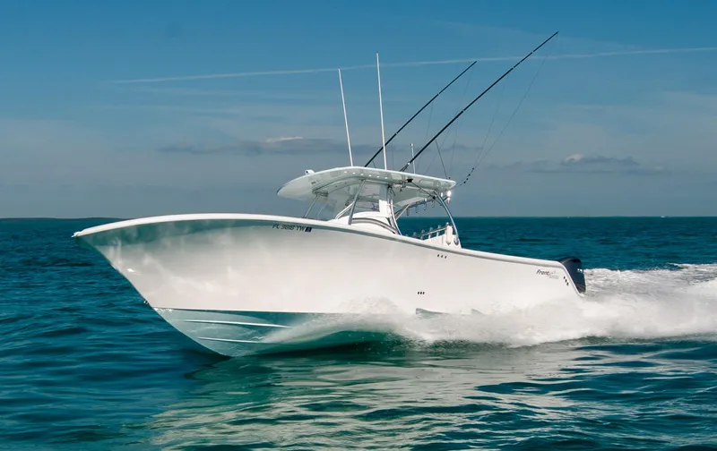  Yacht Photos Pics 2025 Front Runner 36 Center Console boat cruising on open water.