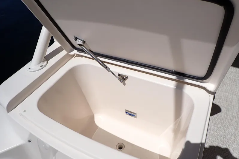  Yacht Photos Pics Open storage compartment on 2015 Grady-White Express 370 boat.