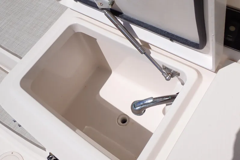  Yacht Photos Pics Open storage compartment on 2015 Grady-White Express 370 boat.