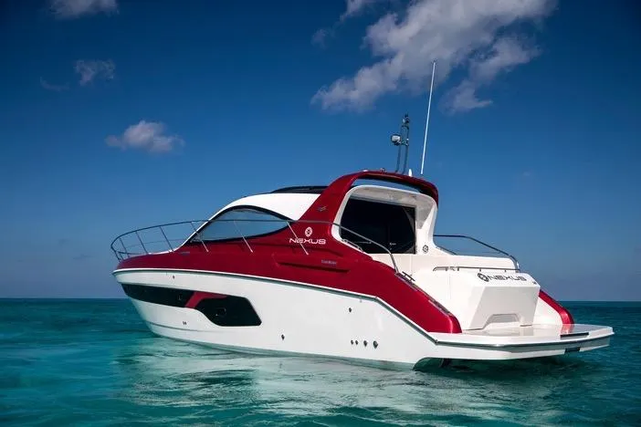  Yacht Photos Pics Azimut Nexus X47 2020 yacht on clear blue ocean under sunny sky.