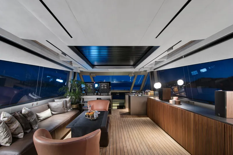  Yacht Photos Pics Luxurious interior of 2025 Mazu Yachts Mazu 82 with modern design and elegant furnishings.