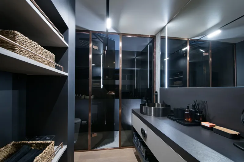  Yacht Photos Pics Luxurious interior of 2025 Mazu Yachts Mazu 82 with modern design and elegant finishes.