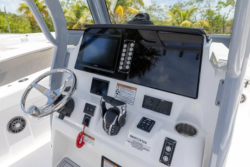  Yacht Photos Pics 2026 Sea Fox 268 Commander helm with modern controls and navigation display.