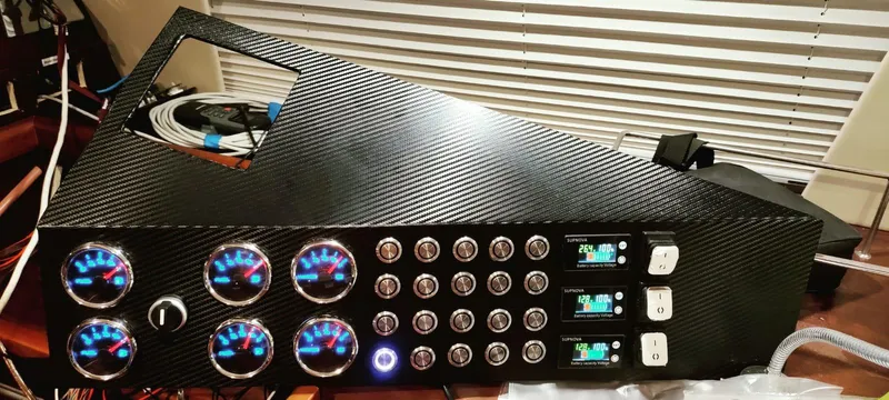 Felitsata II Yacht Photos Pics Control panel with gauges and switches, Hanse 62 DS 2011 yacht equipment.