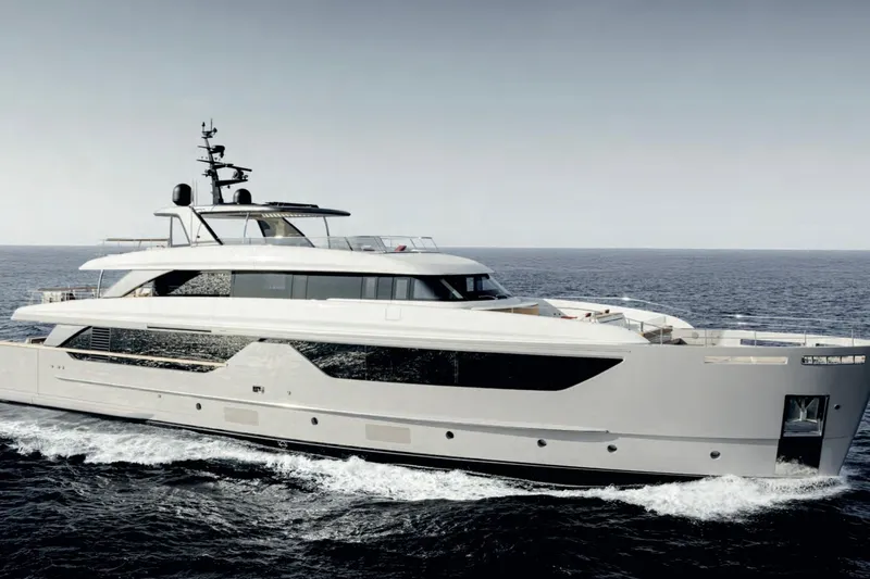 Sd132 Yacht Photos Pics Luxurious 2028 Sanlorenzo SD132 yacht cruising on open sea.