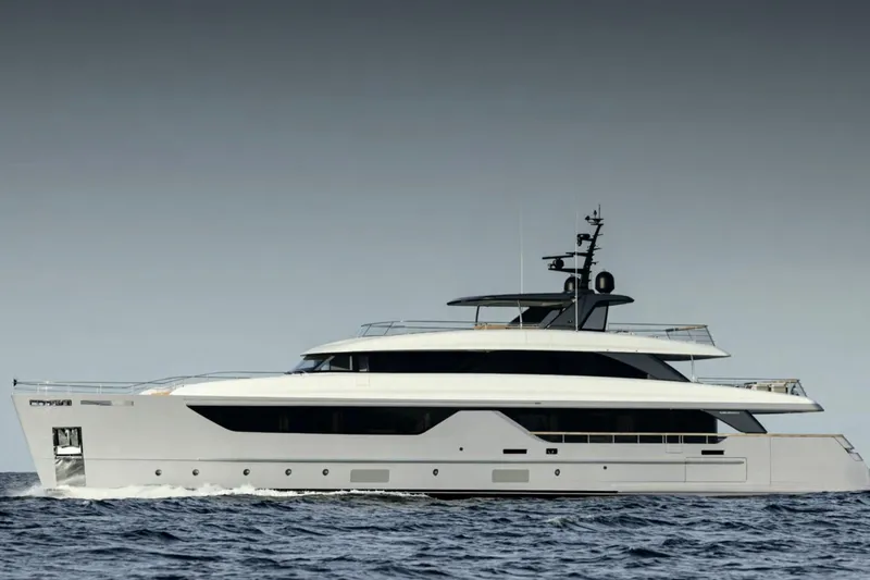 Sd132 Yacht Photos Pics Luxurious 2028 Sanlorenzo SD132 yacht cruising on open water.