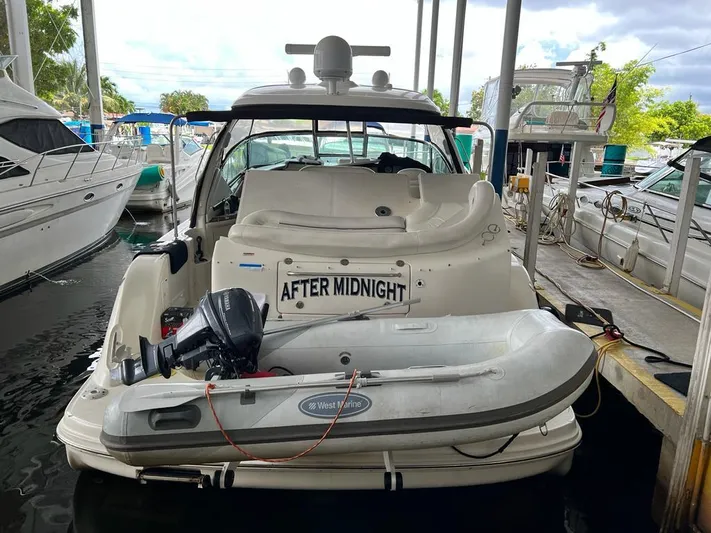  Yacht Photos Pics 2007 Sea Ray 44 Sundancer docked with dinghy, named After Midnight.