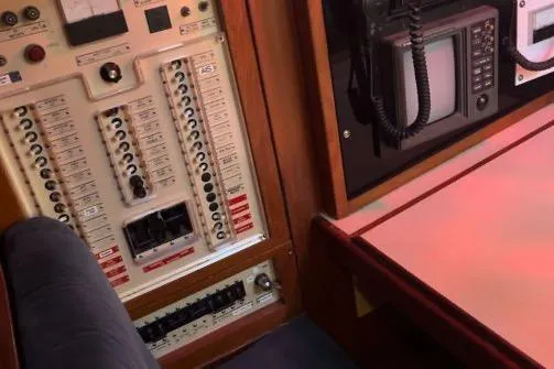 Pickle Yacht Photos Pics Electrical panel and navigation equipment on a 1989 Hylas 44 yacht.