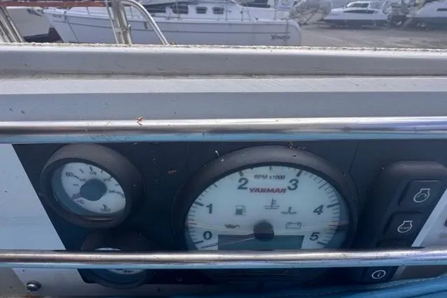 Pickle Yacht Photos Pics Control panel of a 1989 Hylas 44 sailboat with Yanmar gauges.
