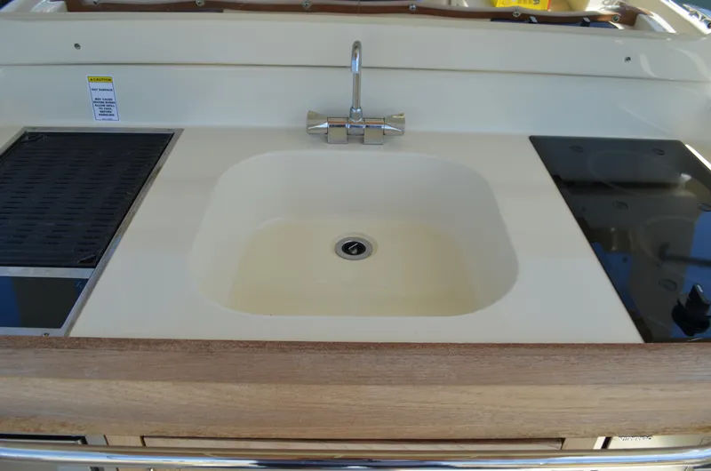  Yacht Photos Pics 2016 Chris-Craft Launch 36 boat sink and countertop detail.