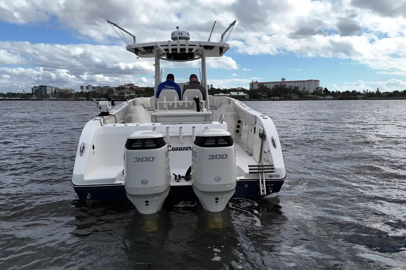 Big Blue Yacht Photos Pics 2017 Century 3200 Center Console boat with dual 300 engines on the water.
