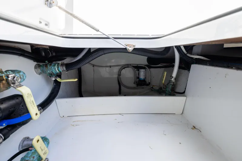  Yacht Photos Pics Freeman 37 VH 2023 boat interior showing plumbing and wiring components.