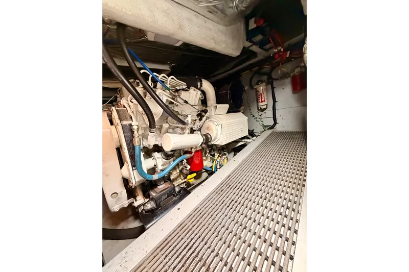  Yacht Photos Pics Engine room of 2003 Meridian 341 Sedan with visible components and wiring.