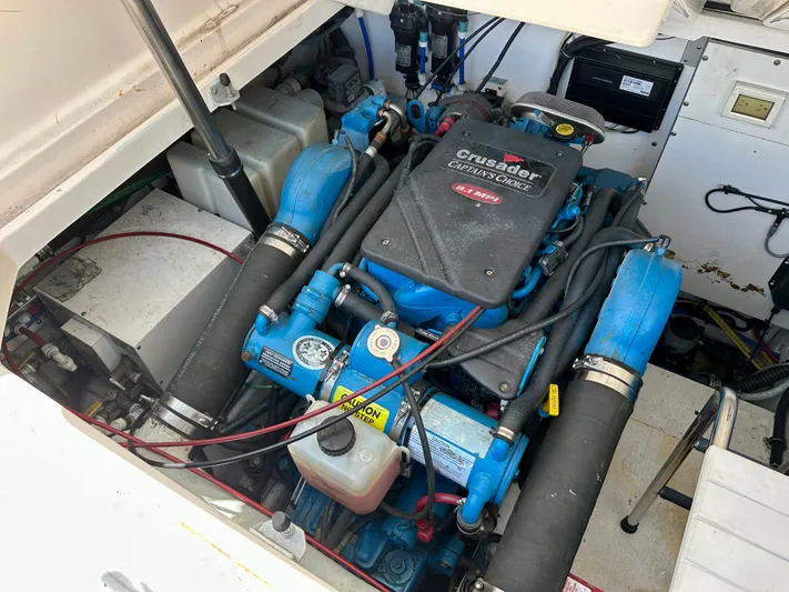  Yacht Photos Pics Engine compartment of a 2004 Tiara Yachts 3200 Open, featuring a Crusader engine.