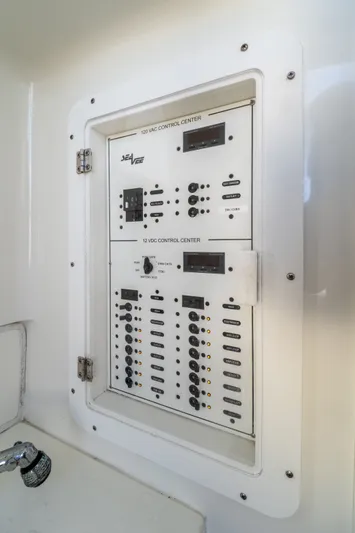 Remote Work Yacht Photos Pics Control panel of SeaVee 370z boat, 2021 model.