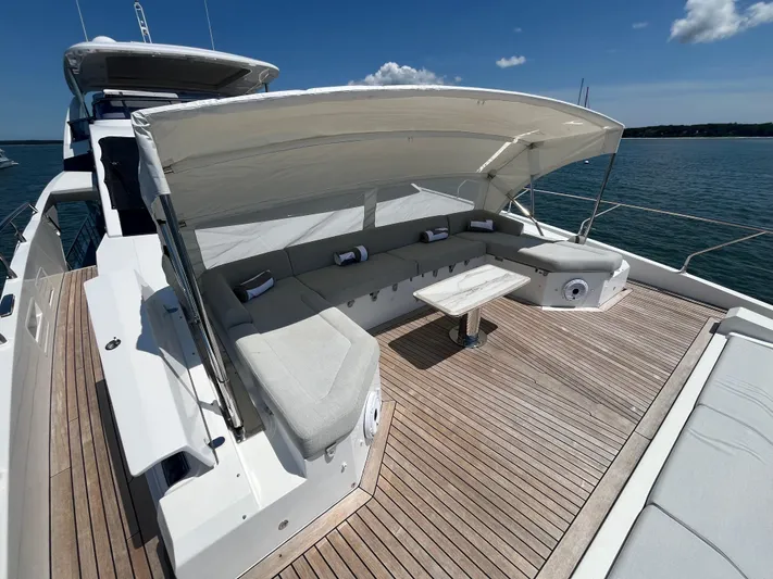 Mastermind Yacht Photos Pics Luxurious 2019 Azimut Grande 27M yacht with spacious deck and seating area.