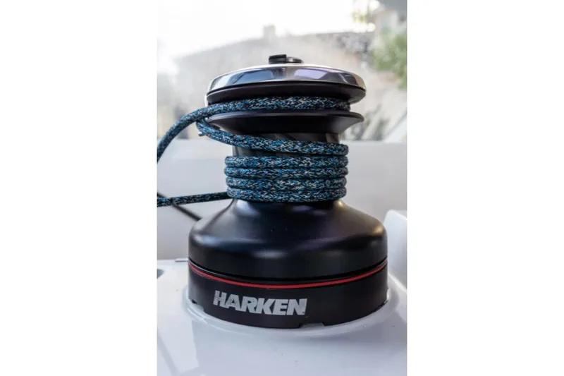 Vandal Yacht Photos Pics Harken winch with rope on 2014 Gunboat 55 sailboat.