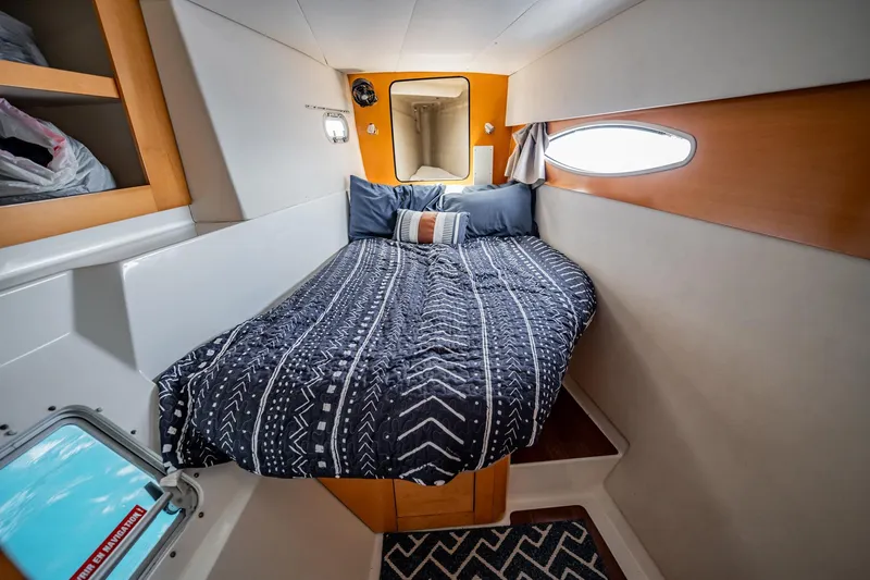 Bellamaggio Yacht Photos Pics Cozy cabin interior of 2008 Fountaine Pajot Salina 48 Evolution yacht.