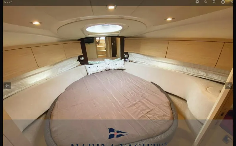  Yacht Photos Pics Luxurious interior cabin of 2008 Sessa Marine C42 HT yacht with circular bed.