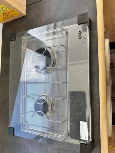 Oceans Edge Yacht Photos Pics Glass-covered stove on a Beneteau Swift Trawler 35, 2022 model.