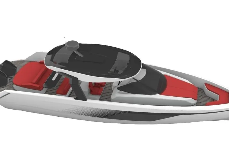  Yacht Photos Pics 2026 Piantoni 440 Open yacht with sleek design, red seating, and modern features.