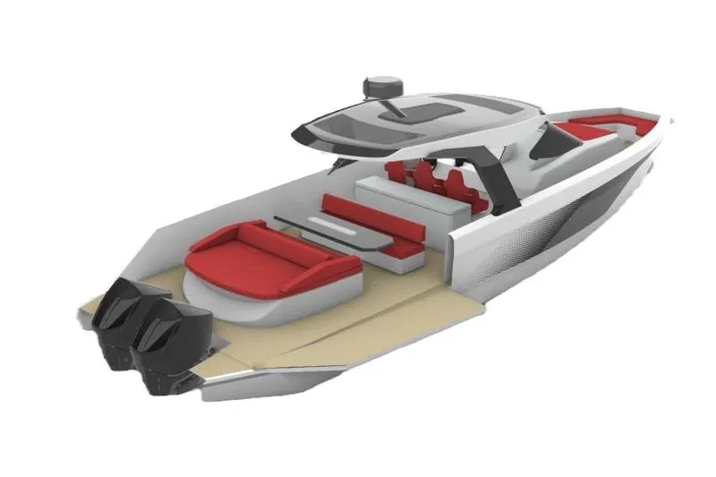  Yacht Photos Pics 2026 Piantoni 440 Open yacht with sleek design and red seating.