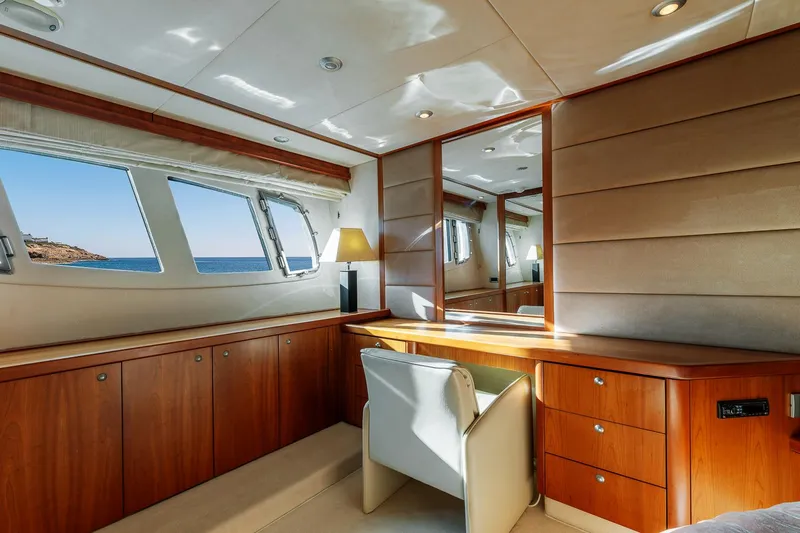  Yacht Photos Pics Luxurious interior of 2008 Sunseeker Manhattan 70 yacht with ocean view windows.