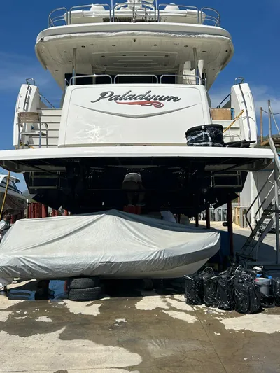 Paladium Yacht Photos Pics 2010 Sunseeker 30 Metre Yacht in dry dock for maintenance.