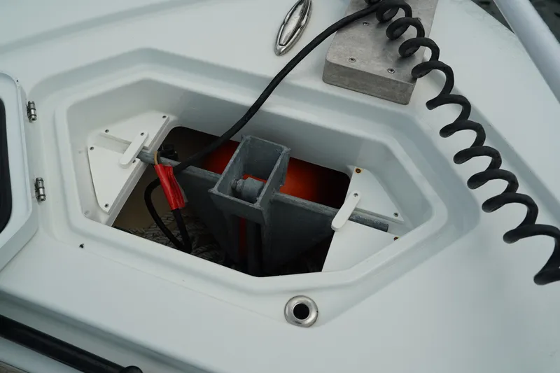  Yacht Photos Pics Andros 32 Offshore 2023 boat compartment with wiring and storage space.