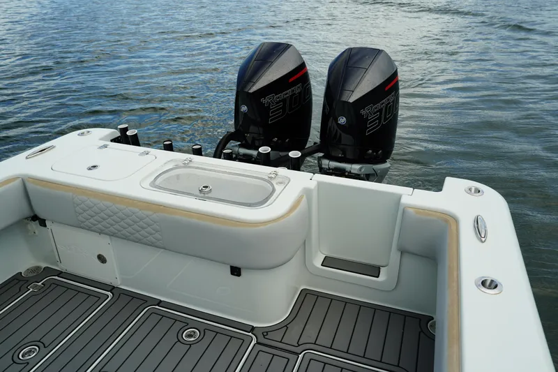  Yacht Photos Pics 2023 Andros 32 Offshore boat with twin engines on water.