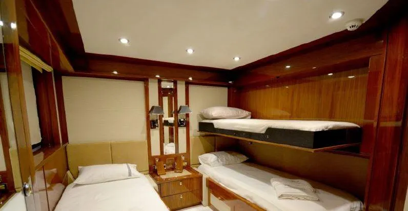 Paladium Yacht Photos Pics Luxurious cabin interior of 2010 Sunseeker 30 Metre Yacht with twin beds.