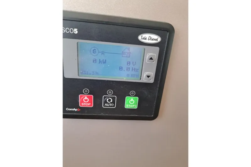  Yacht Photos Pics Control panel of a Sole Diesel generator on a 2020 Lagoon 42 yacht.