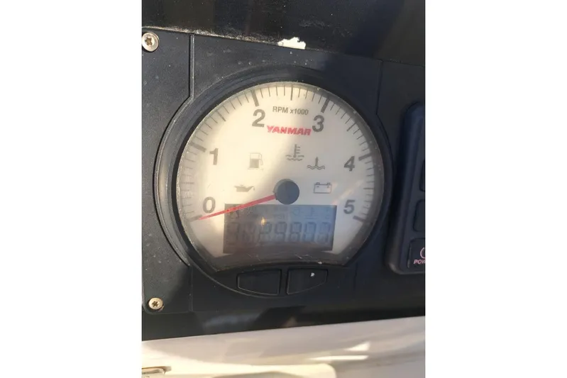  Yacht Photos Pics Yanmar RPM gauge on 2020 Lagoon 42 catamaran, displaying engine hours.