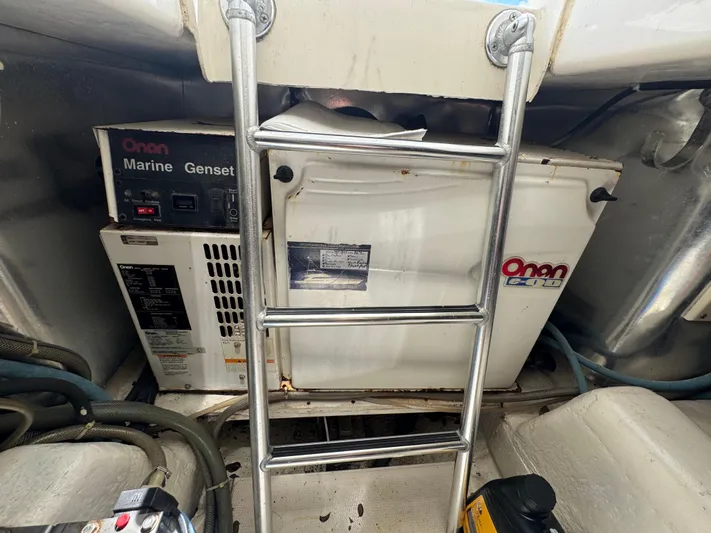  Yacht Photos Pics Engine room of 2005 Ocean Yachts 50 Super Sport with Onan marine generator.