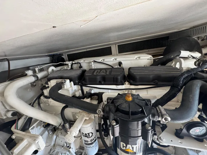  Yacht Photos Pics Engine compartment of a 2005 Ocean Yachts 50 Super Sport with CAT components.