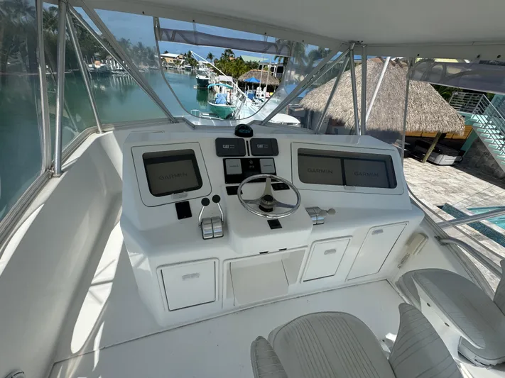  Yacht Photos Pics Helm of 2005 Ocean Yachts 50 Super Sport with Garmin navigation systems.