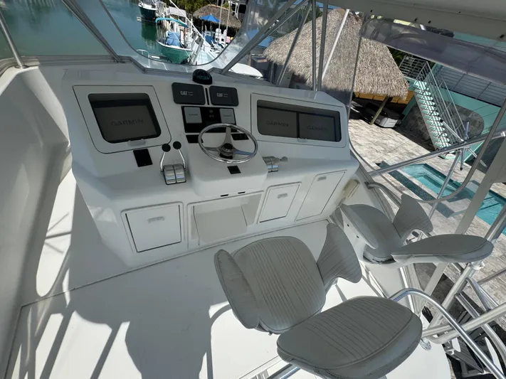  Yacht Photos Pics Helm of 2005 Ocean Yachts 50 Super Sport with Garmin displays and dual seating.