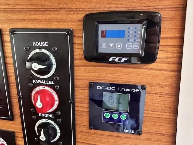  Yacht Photos Pics Control panel of 2024 Ranger Luxury Edition with FCF and KISAE DC-DC charge displays.